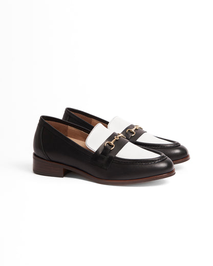 Mocasines de piel para mujer Gala, blanco y negro: Estilo y